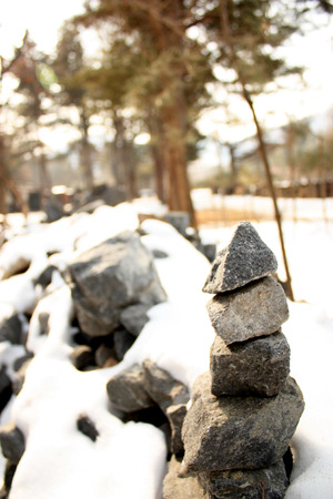 Rock with snowの写真素材