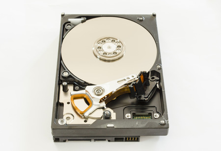Internal of harddisk isolated on white
