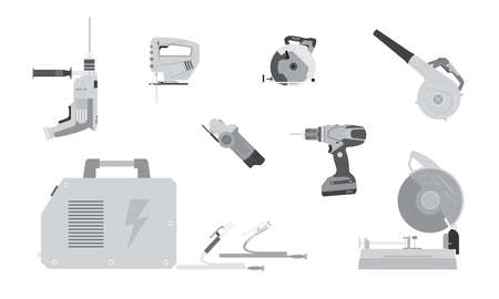 Set of Construction tool, Gray color Mechanic tool