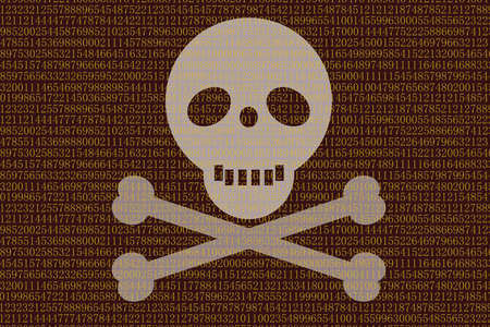Digital code hacker skull on the computer screen, Hacker backgroundのイラスト素材