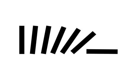 Dominoes falling, Black dominoes on white backgroundのイラスト素材