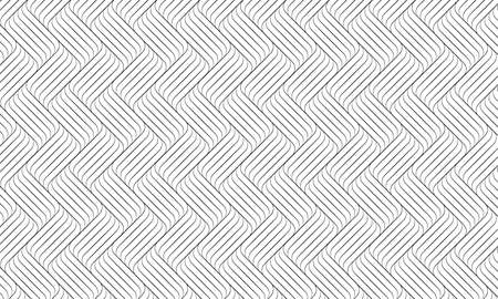 Linear waves pattern on white background, Abstract black line stripesのイラスト素材