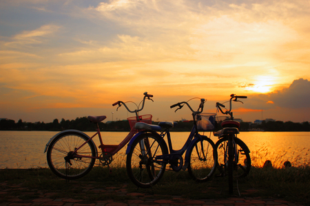 bicycle in sunsetの写真素材