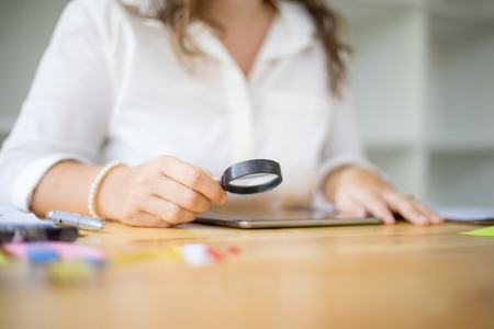 portrait business woman search something the office, business conceptの写真素材