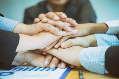 business people join hands together for teamwork, together concept, teamwork concept