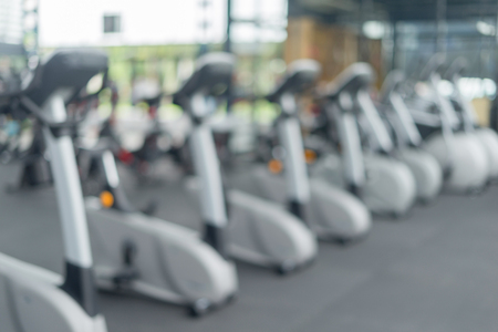 Abstract blur gym fitness studio with bokeh background, blurred background conceptのeditorial素材