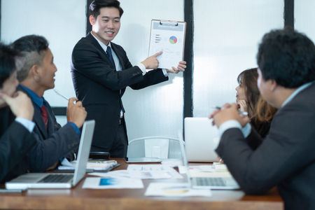 business people meeting brainstorming and discussing project together in office, teamwork conceptの写真素材