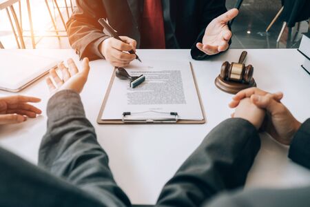 smart lawyer review and give advice to clients in the office before considering the judgment, lawyer...