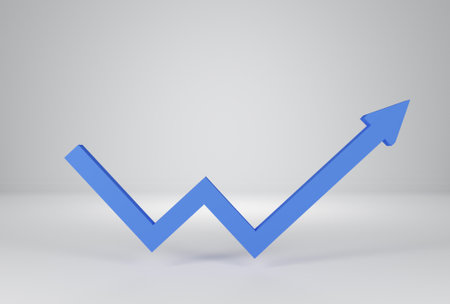 3d render, blue business 3d arrow on white background, successful idea, Business concept,の写真素材