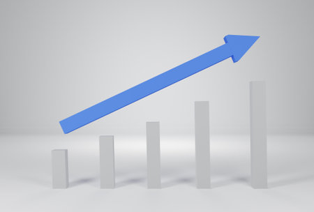3d render, blue business 3d arrow on white background, Business concept, successful idea, Business successful.の写真素材