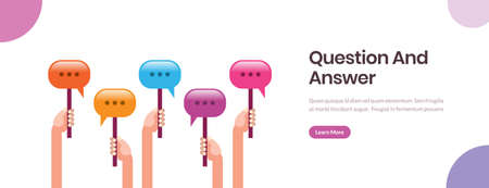 People raising speech bubble icons. Communication discussion talking conversation dialog question and andswer conceptual illustrationのイラスト素材