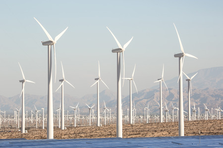 American-Style Windmill and solar energy powered technology that produce effecient electrical supplyの写真素材