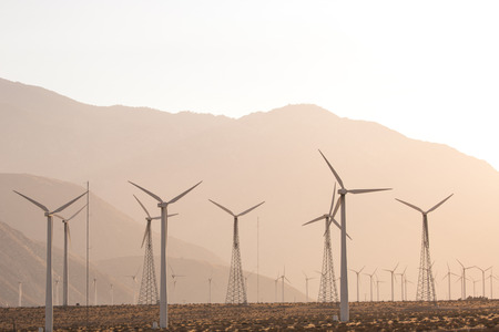 wind mill  turbines for solar energy generation and sustainable electricity productionの写真素材