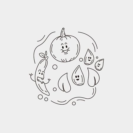 cute vegetables cartoon character backgroundのイラスト素材