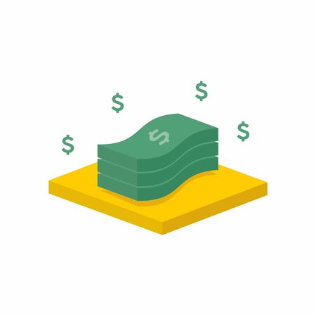 bunch of money, dollars. flat design simple vectorのイラスト素材