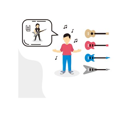 Musician character with editable guitar set vector illustrationのイラスト素材