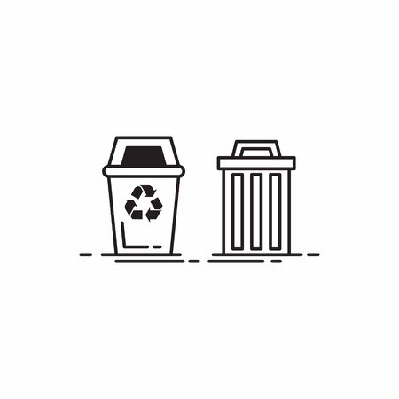flat trash can garbage icon line art vectorのイラスト素材