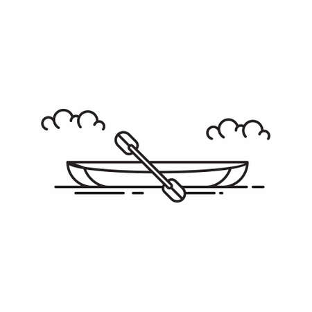 Simple boat canoe icon line art vectorのイラスト素材