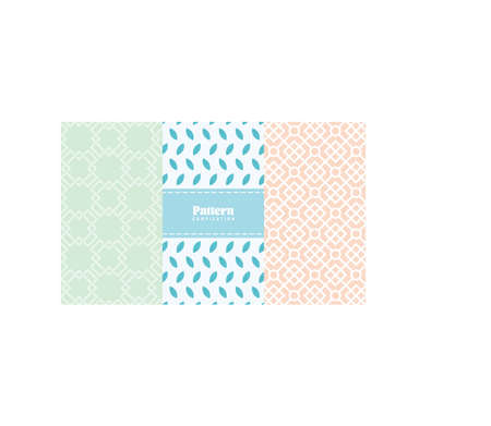 Three different background pattern template vector, ancient, fresh leaf and classic pattern style