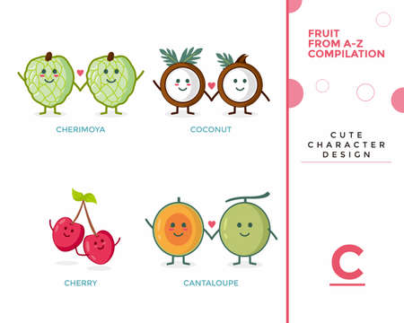 C Edition of Fruit fun compilation from A-Z (mascot character style) design vector illustrationのイラスト素材
