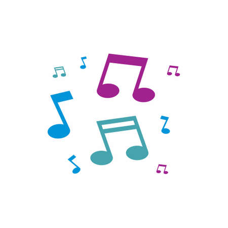 Colorful music notes simple icon compilation, with simple flat designのイラスト素材