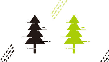 two different color of tree simple icon illustration vectorのイラスト素材