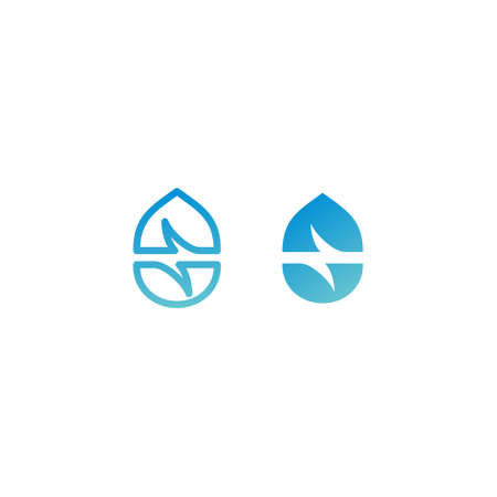 two kind of water drop energy logo icon design vectorのイラスト素材