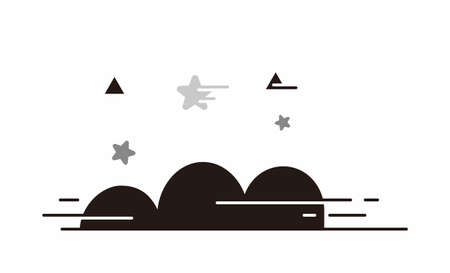 black cloud with star simple illustration vectorのイラスト素材
