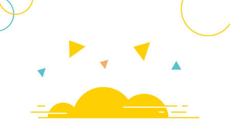 yellow cloud with circle and triangle icon illustration vectorのイラスト素材