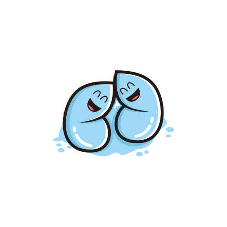 twin water drop cute characterのイラスト素材