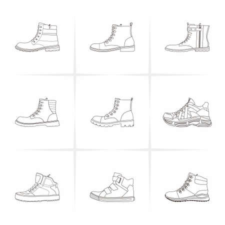 shoes sketch line art compilation vectorのイラスト素材