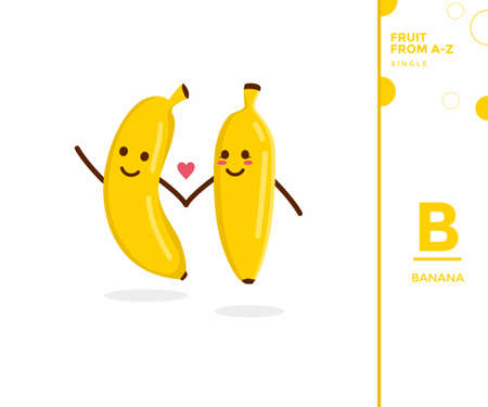 Fruit from A-Z ,B Edition, - banana illustration vectorのイラスト素材