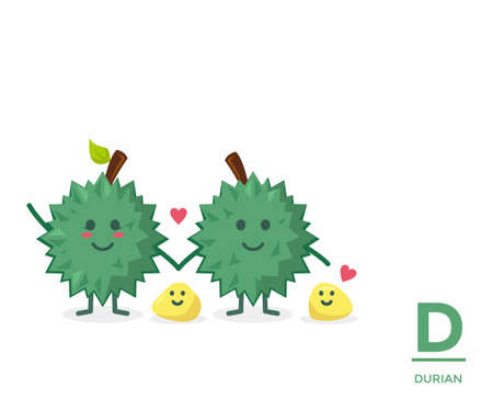 Fruit from A-Z ,D Edition, - durian illustration vectorのイラスト素材
