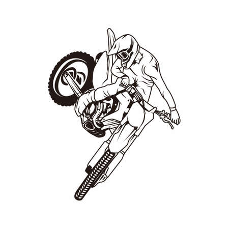 Motocross freestyle illustration vector with black line colorのイラスト素材