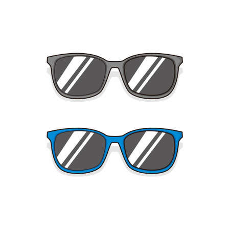 black and blue glasses simple cartoon style vectorのイラスト素材