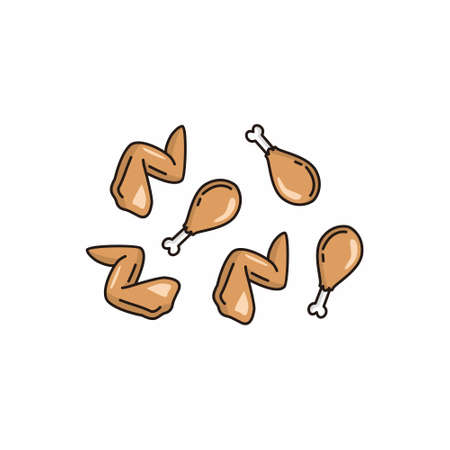 fried chicken simple illustration cartoon style design vectorのイラスト素材