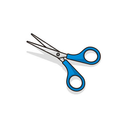 scissor simple icon with blue color illustration vectorのイラスト素材
