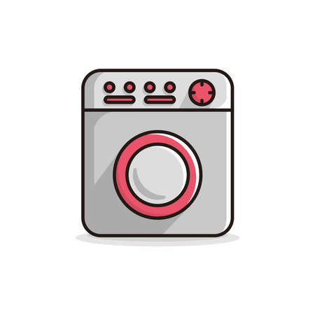 washing machine cartoon illustration vectorのイラスト素材