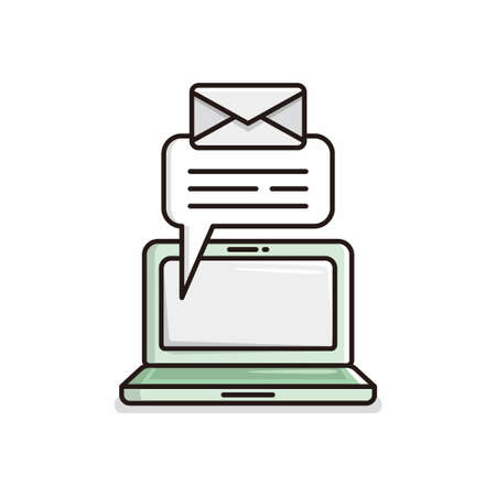 laptop computer send an email cartoon illustration vectorのイラスト素材