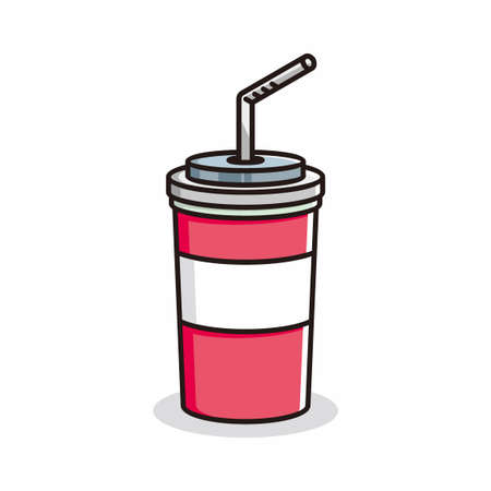soda drink with cup cartoon illustration vectorのイラスト素材