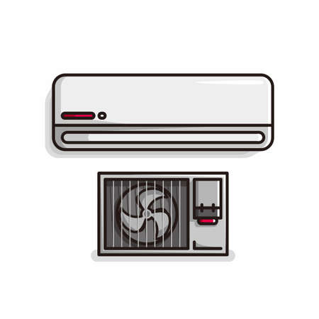 air conditioner and blower cartoon illustration vectorのイラスト素材