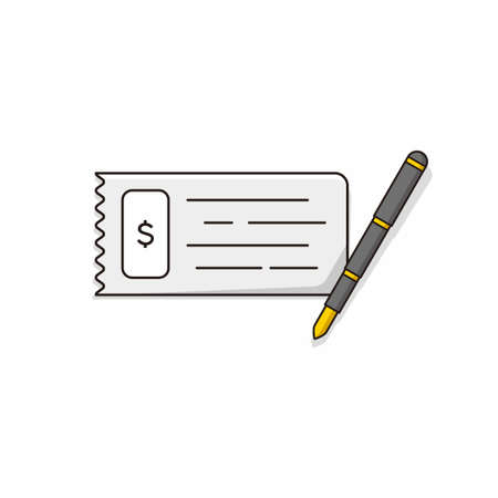 cheque or current account with a pen cartoon illustration vectorのイラスト素材