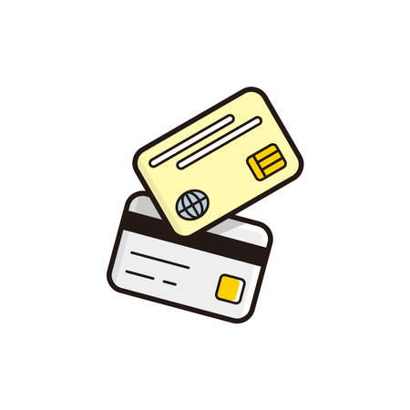 credit card isolated cartoon black line art illustration vectorのイラスト素材