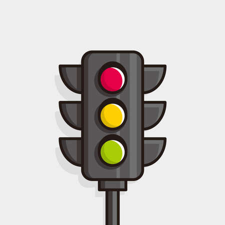 traffic light icon symbol cartoon black line illustration vectorのイラスト素材
