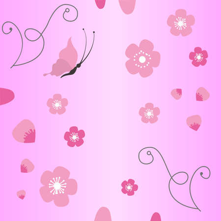 floral and butterfly fun beauty background poster vectorのイラスト素材