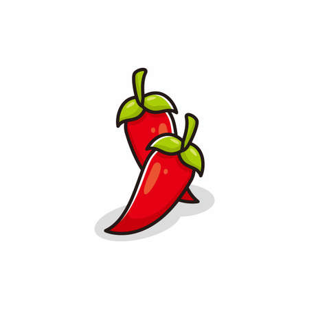 two cartoon of red chilli illustration design vectorのイラスト素材