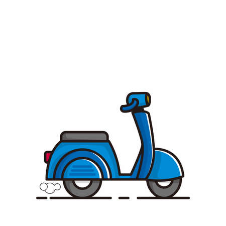 blue colored cartoon of scooter illustration design vectorのイラスト素材