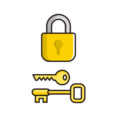 locked and key cartoon illustration object design vectorのイラスト素材