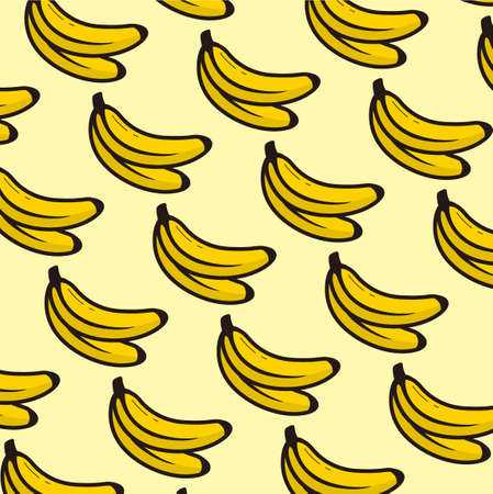 yellow banana cute cartoon illustration seamless pattern background design vectorのイラスト素材