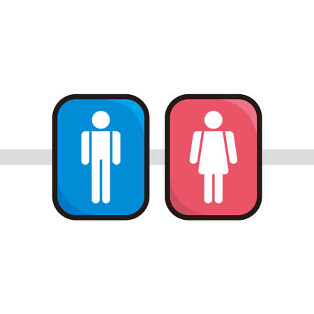 toilet sign logo symbol with blue and pink color illustration design vectorのイラスト素材